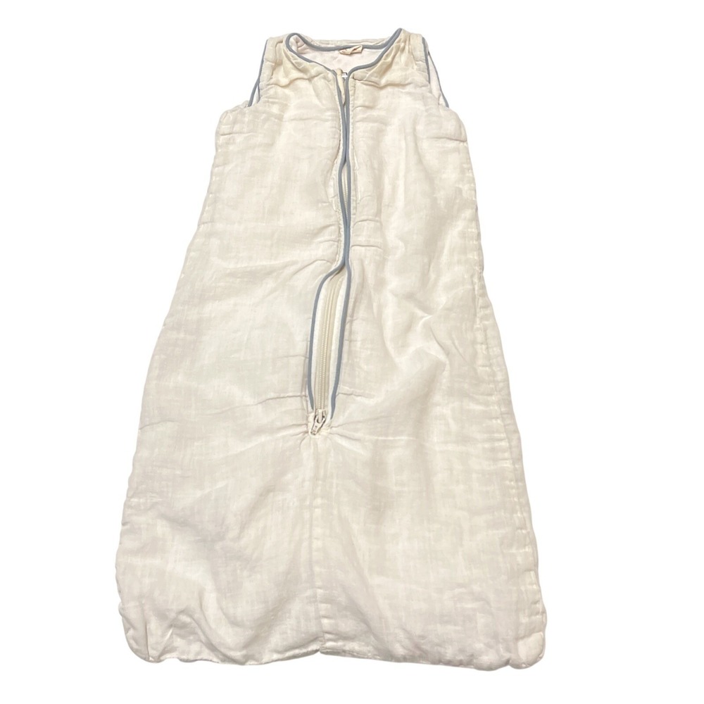 De Buci Sleep Sack White 100% Linen Bamboo Fleece Lining 0-3 Months Natural